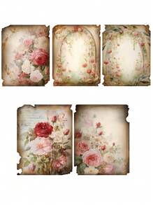 30pcs Vintage Rose Themed Scrapbooking Supplies Aesthetic Decorative Material Including Flowers, Birds, Cute Animals, Perfect For Planning Bullet Journals, Scrapbooks, Diy Crafts - Multicolor - View 2