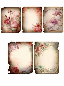 30pcs Vintage Rose Themed Scrapbooking Supplies Aesthetic Decorative Material Including Flowers, Birds, Cute Animals, Perfect For Planning Bullet Journals, Scrapbooks, Diy Crafts - Multicolor - View 3
