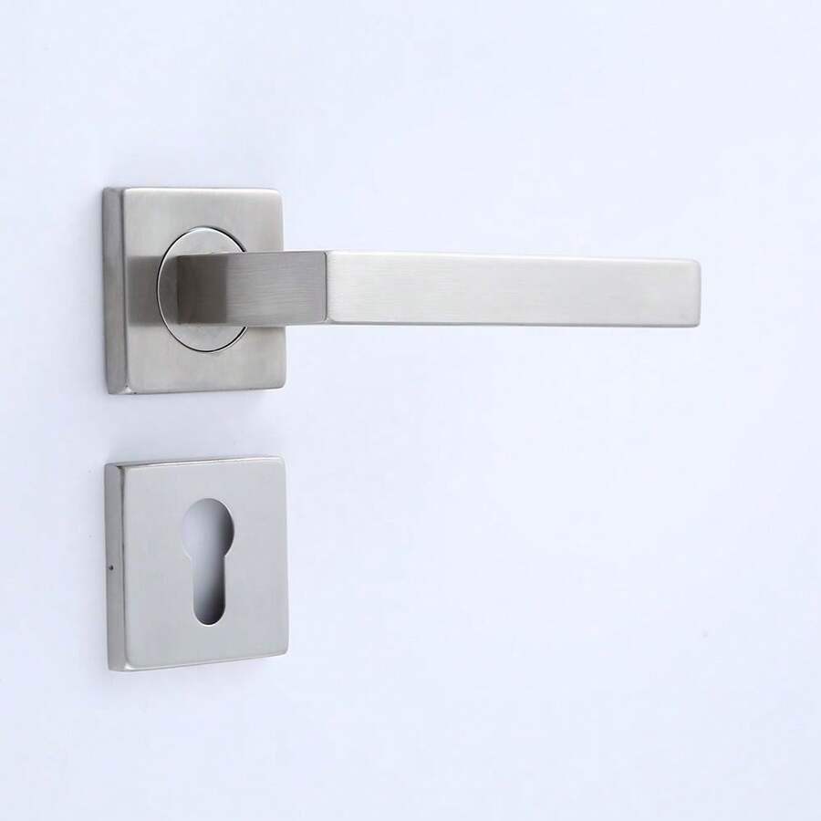 1set European Standard Square Shaped Stainless Steel Indoor Door Handle - Light Grey - View 1