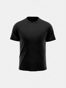 Camiseta Raglan Masculina Dry Fit Con Protección Solar Uv, Básica, Lisa, Ideal Para Entrenamiento, Fitness Y Ciclismo - Negro - Ver 1