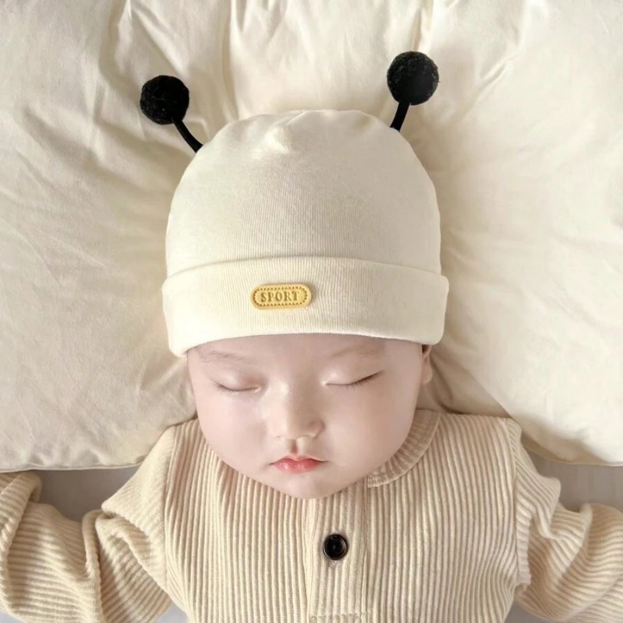 1pc Baby Windproof Antenna Bee Animal Design Hat For Newborns, Perfect For Spring And Autumn - Beige - View 1