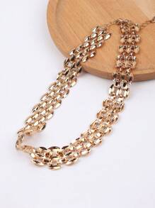 1 Pieza Collar De Gargantilla Para Mujer De Estilo De Cadena De Reloj - Dorado - Ver 1