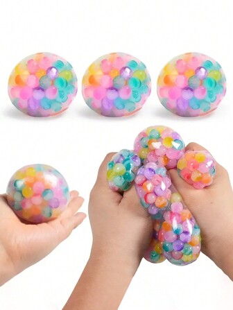 1pc Novelty Colorful Beaded Stress Relief Grape Ball Tpr Squeeze Toy