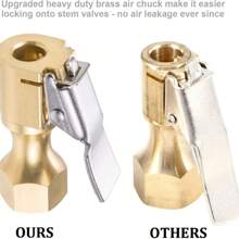 2pcs Air Chuck For Car Tires, Heavy Duty Open Flow Lock On Tire Chuck With Clip For Inflator, Gauge Compressor Accessories, Yellow - Gold - View 7