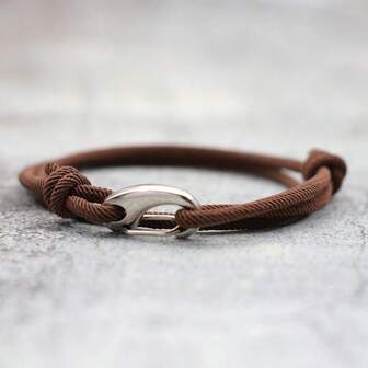 diffone Brazalete minimalista de cuerda, brazalete ajustable de doble capa unisex, regalo para novio, brazalete de paracord de aventura al aire libre con hebilla en D