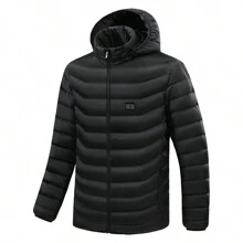 1pc 's Heated Jacket For Winter Outdoor Activities, With Usb Cable (Power Bank Not Included), 15 Heating Zones Controlled By Dual Switches Gym Clothes Men - Black - View 6