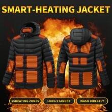 1pc 's Heated Jacket For Winter Outdoor Activities, With Usb Cable (Power Bank Not Included), 15 Heating Zones Controlled By Dual Switches Gym Clothes Men - Black - View 3