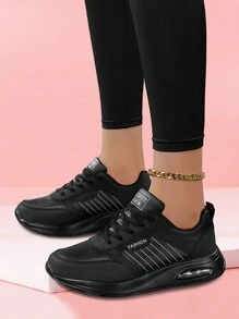 全新女性防水運動鞋,休閒防滑,適合四季穿著,非常適合旅行、戶外活動和跑步。全黑色調。 - 黑色 - 查看 4