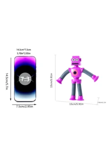 1只便攜式多功能卡通吸管機器人,長頸鹿吸管減壓玩具,可吸附創意感官玩具,訓練玩具,diy互動玩具 - 彩色 - 查看 3