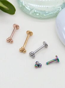 1pc Minimalist 16g Micro Three-in-one Ball Threaded Labret Ring Tragus/cartilage Stud Earring, Suitable For Women's Daily Wear - Multicolor - View 4