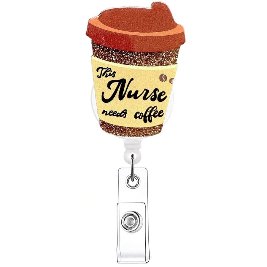 1入組有趣的護士可伸縮徽章卡,帶id夾的名牌支架,適用於護士 - 米色 - 查看 1