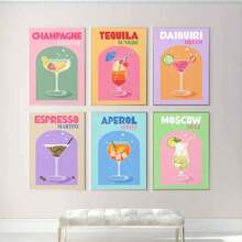 6 cái Không khung Đầy màu sắc Cocktail In Bức tranh Đối với Quán bar Xe đẩy Phòng trưng bày , Retro Tường Nghệ thuật , Cocktail Áp phích , Quán bar Nghệ thuật Đồ uống Mô hình , Nhà  Kiểu dáng , Khung trang trí - Nhiều màu - Xem 4