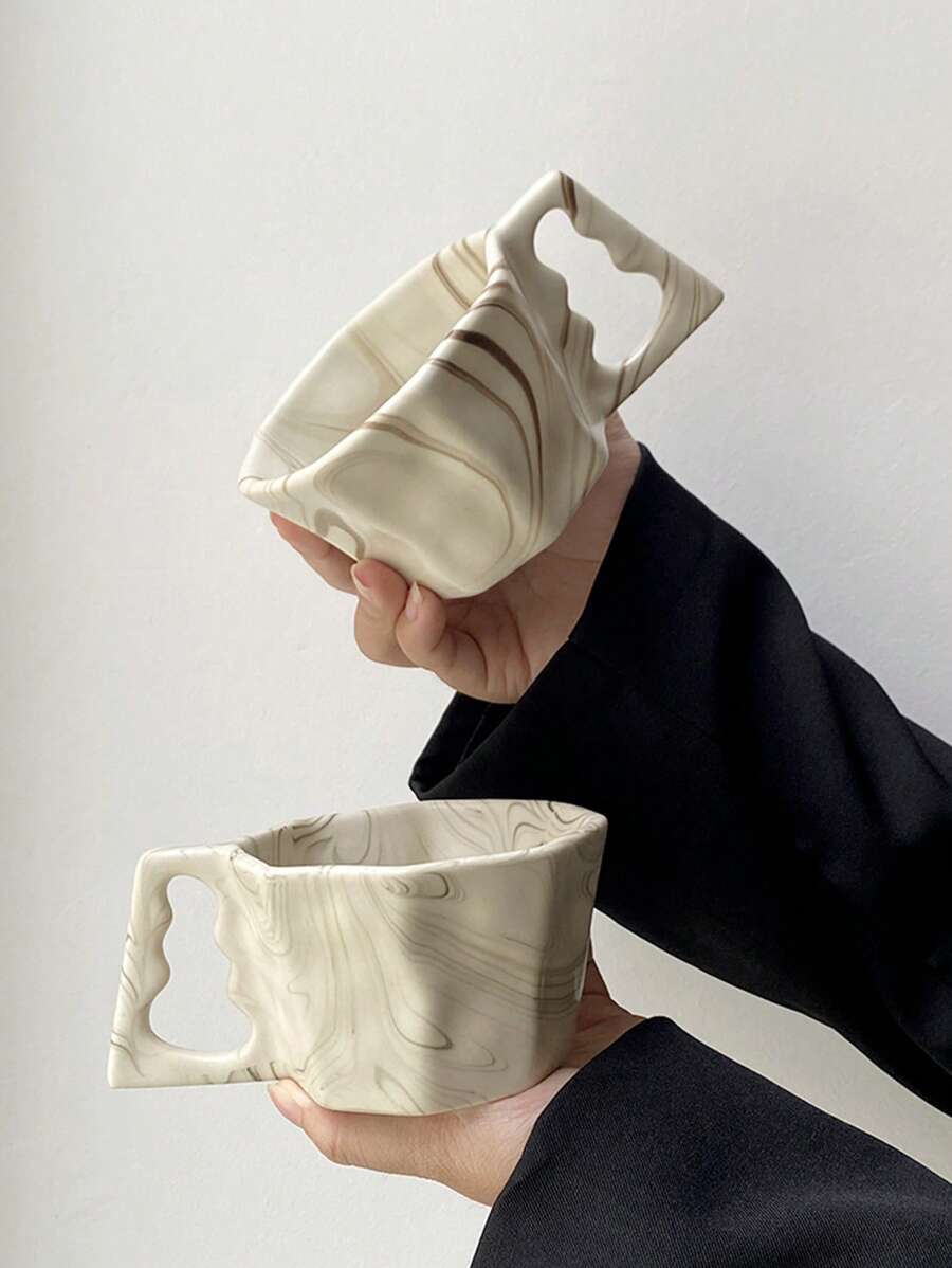 CMYD Studio 1 件 200 毫升复古风格八角陶瓷杯，颜色和图案随机