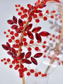 1入紅色新娘頭飾,適用於女性髮型造型 - 紅色 - 查看 5