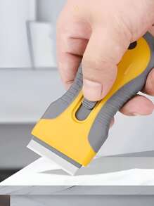 1pc, Flat Razor Blade Scraper, Paint Stripping Tool, Window Scraper, Scraper Tool, Cleaning Razor Scraper For Windows, Glass, Stovetop And Panit, Yellow, Orange - Yellow - View 1