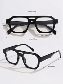 1pc Men's Retro Square Decorative Non-Prescription Glasses Suitable For Daily Wear With A Gift Box - Black - View 4