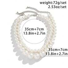 優雅的多層假珍珠項鍊,適合肩頸位置 - 彩色 - 查看 5