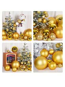 New Arrivals Christmas Decorations, 24pcs/44pcs 3cm Red, White, Black & Metallic Color Christmas Ornament Balls, Including Electroplated Basic Ball, Red, Gold, Pink Ball For Christmas Tree Decor - Gold - View 6