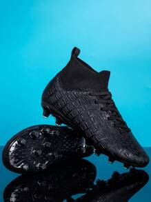 Men's Football Shoes, Non Slip Nails, Professional High Top Breathable Sports Shoes, Outdoor/Indoor Professional Five Person Football Training Shoes Ronaldo  Cleats - Black - View 6