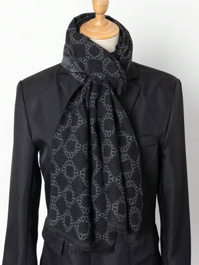 1 st rutig halsduk, herrhalsduk varm tofsad sjal, lämplig för vardagsbruk herraccessoarer