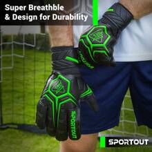 Goalkeeper Gloves, Finger Protection Goalkeeper Gloves, Football Gloves, Breathable Football Goalkeeper Gloves, 4mm Latex, Suitable For Adults - Dark Green - View 2