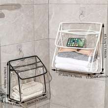 1pc Black Transparent Bathroom Waterproof Storage Hanging Bag Multifunctional Organizer - Black - View 9