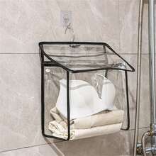1pc Black Transparent Bathroom Waterproof Storage Hanging Bag Multifunctional Organizer - Black - View 2