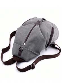 Canvas Backpack Women's Casual Student Backpack, Multifunctional Large Capacity Shoulder Bag, School Backpack - Grey - View 4