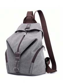 Canvas Backpack Women's Casual Student Backpack, Multifunctional Large Capacity Shoulder Bag, School Backpack - Grey - View 5