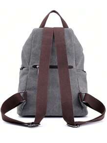 Canvas Backpack Women's Casual Student Backpack, Multifunctional Large Capacity Shoulder Bag, School Backpack - Grey - View 3