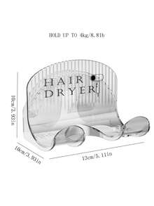 1pc No Drilling Hair Dryer Storage Rack With Cord Organizer, Home Use - White - View 3