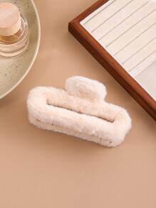 1 chiếc kẹp tóc vuông lớn nhiều màu sắc cho nữ, thích hợp để đeo hàng ngày vào mùa thu đông - Màu be - Xem 1