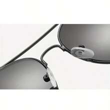 1 pieza Gafas de moda para hombre, gafas de metal con lente de PC estilo aviador retro - Negro - Ver 10