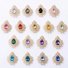 10pcs Mixed-color Baroque Style Hollow Out Floral Lace Design Acrylic Rhinestone Pendants, Gold-color Diy Jewelry Accessories For Handmade Bracelet, Necklace, Earrings, Hair Accessories, Wedding Dress, Shoes, Handbag, Collar, Curtain, 32x26mm
