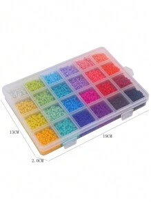 1 Caja De 24 Rejillas, 24 Colores, Cuentas Pintadas De 3 A 4 Mm Con Cierres, Cierres De Langosta, Anillos, Cordón Elástico, Para Pulsera, Collar Y Material De Abalorios (colores Aleatorios)
