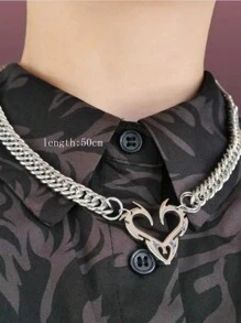 1pc Simple European & American Style Flame Totem & Heart Shaped Personality Boutique Clavicle Necklace