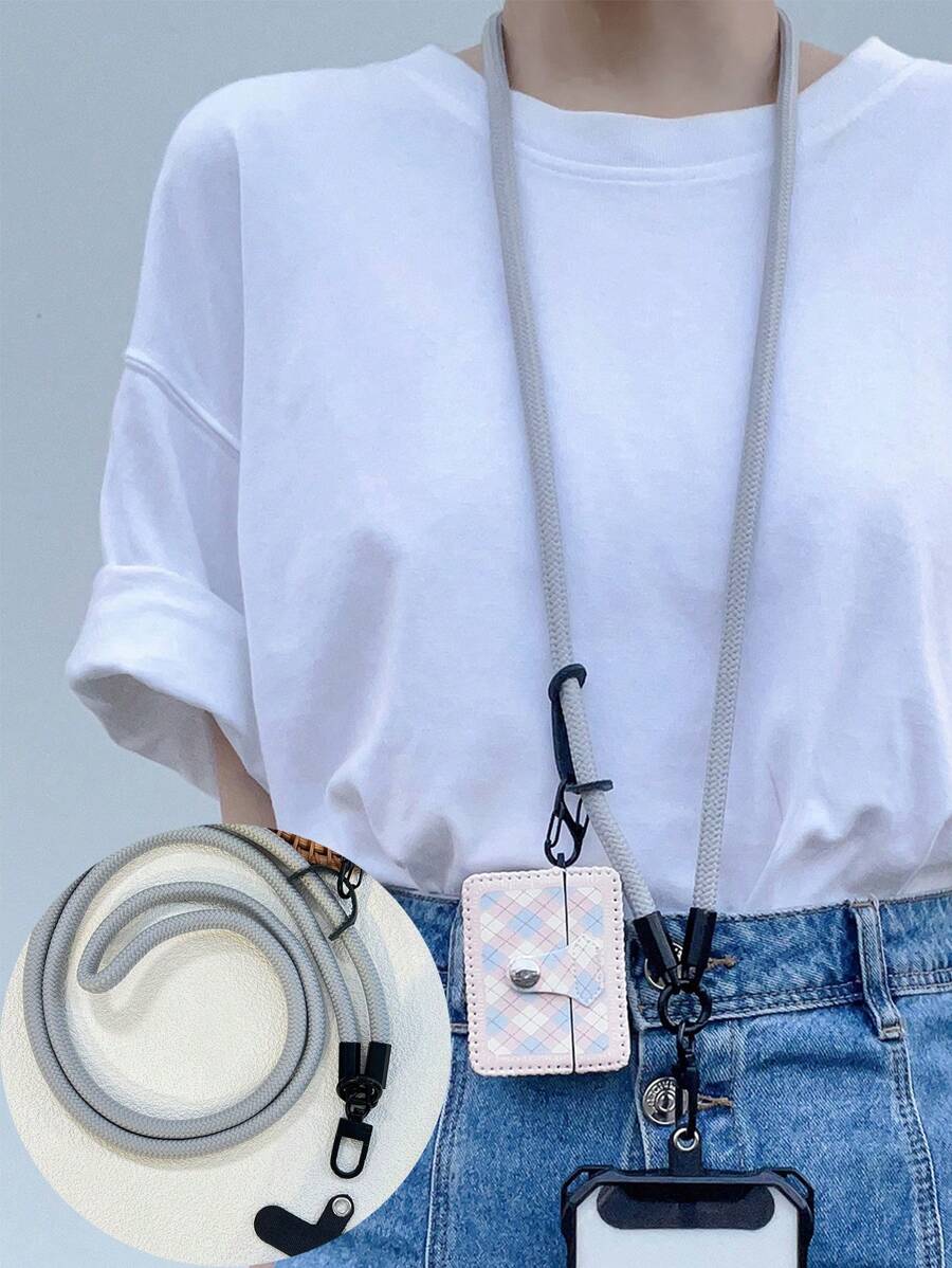 Mobile Phone Strap- Adjustable Crossbody Shoulder Strap With Stretchable & Removable Anti-lost Design - Light Grey - View 1