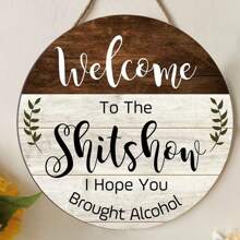 1pc Wooden Welcome Sign With Fun Slogan For Door Decoration - Multicolor - View 1