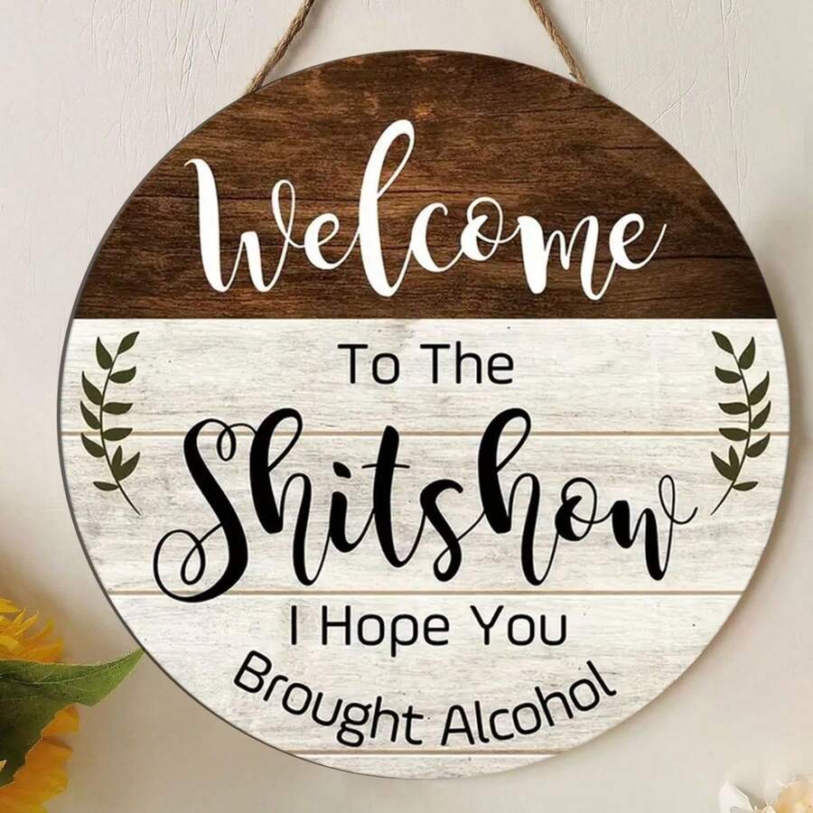 1pc Wooden Welcome Sign With Fun Slogan For Door Decoration - Multicolor - View 1