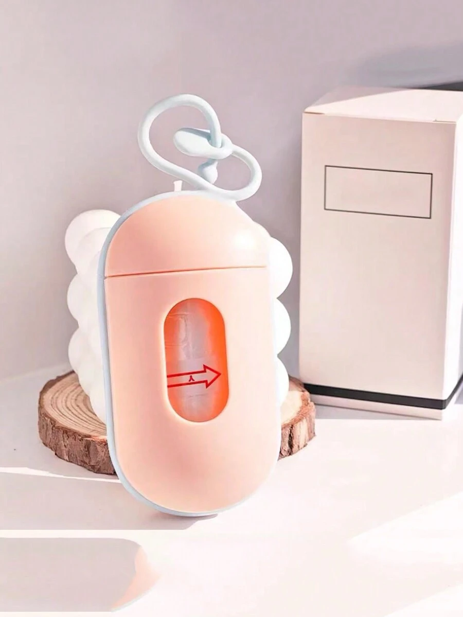 1pc Pink Pet Waste Bag Dispenser Set With Garbage Bag And Trash Bin For Dogs' Waste Cleaning - Pink - View 1