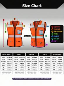 TCCFCCT 1 Áo phản quang có độ hiển thị cao dành cho nữ, có 9 túi và băng phản quang, dùng cho công trình xây dựng/kho bãi/đường bộ, màu cam - trái cam - Xem 4