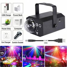 Đèn tiệc DJ Đèn bóng Disco với cáp USB 9,8ft và kích hoạt âm thanh chiếu hoa văn, đèn sân khấu nhấp nháy màu RGB, thân máy bằng nhựa ABS tất cả trong một thích hợp cho tiệc khiêu vũ trong nhà sinh nhật lễ hội quán bar karaoke giáng sinh đám cưới câu lạc bộ biểu diễn - màu đen - Xem 5