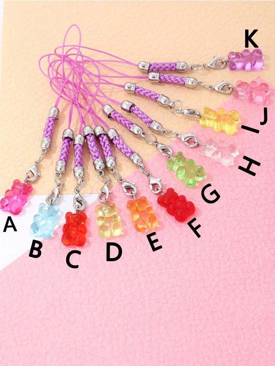 1入組可愛的熊形吊墜,卡通手機掛件適用於學生、情侶,獨特的掛飾