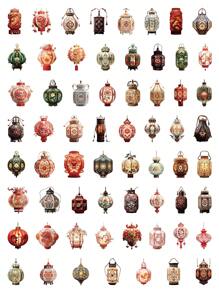 63 Piezas Pegatinas Decorativas De Linterna Para Celebrar El Año Del Dragón - Multicolor - Ver 1