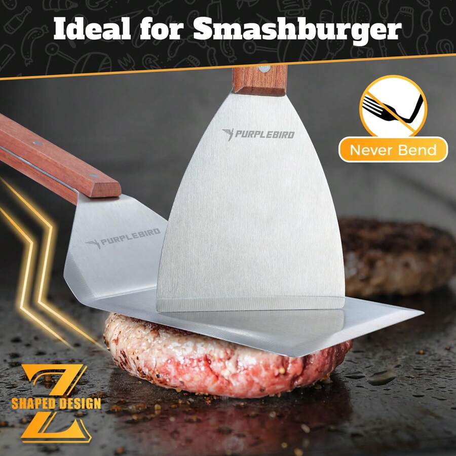 Extra Large Grill Spatula Set Stainless Steel Smash Burger Spatula Kit
