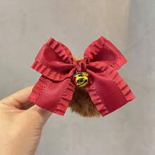 1入組聖誕節紅色蝴蝶結髮夾毛絨鹿角鈴鐺頭箍可愛髮飾頭箍髮帶髮夾
