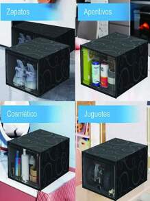 6 Cajas Organizadoras Apilables Para Zapatos+6 Bolsa-zapatos Set de 6 Cajas Organizadoras de Zapatos Apilables - Mueble para Zapatos, Hogar, Cajas de Plástico, Mueble, Organizador de Plástico, Muebles para Ropa y Organizador Cajones, Ideal para Ahorrar Espacio - Negro - Ver 3