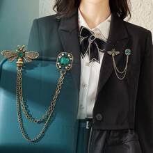 1件韓式流蘇鋅合金綠色寶石和鑽石蜜蜂設計女裝胸針,適用於女性的葬禮、典禮、晚會、舞會和其他正式場合 - 蜜蜂胸針 - 查看 1