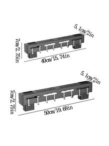 1pc Utensil Rack With 2 Chopstick Holder And 8 Hook, Wall Mount Kitchen Organization And Storage Rail, Multifunctional Steel Spoon Kitchen Storage Rack, Kitchen Accessories - Black - View 6