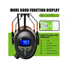 Safety Earmuffs with Bluetooth FM Radio for Mowing, NRR 29dB Industrial Ear Hearing Protection Ear Muffs, Noise Cancelling Wireless Headphone - 2023 Upgraded LCD Display, Rechargeable BL-5B Battery - trái cam - Xem 3